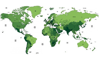 绿色世界地图每一个国家不同颜色矢量图素材