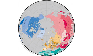 精美矢量世界地图素材-北半球球面地图2