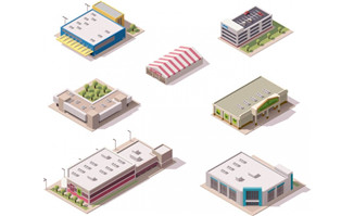 矢量图3d办公楼3D模型设计图片素材下载