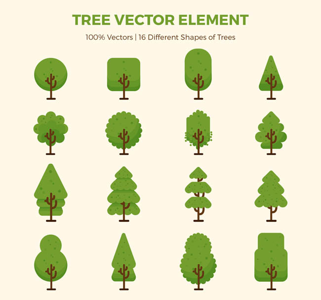 树造型树木各种图标设计矢量素材