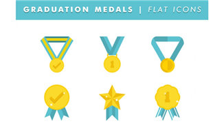 扁平化金色奖牌图标设计矢量素材下载