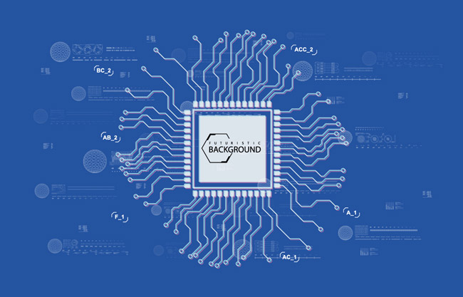 科技芯片形数据图表矢量素材
