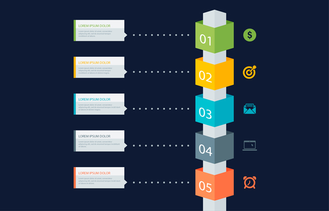 丰富多彩的时间轴图表矢量图