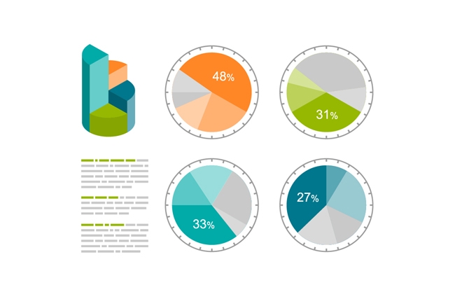 饼状立体数据信息图表素材下载  创意商务信息图表设计矢量素材