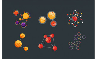 用彩色球状 展示 生物分子式 的几种常见形态