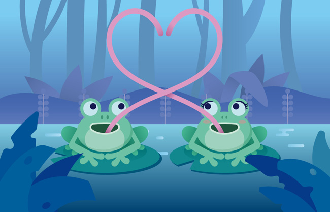 青蛙卡通情侣矢量设计素材