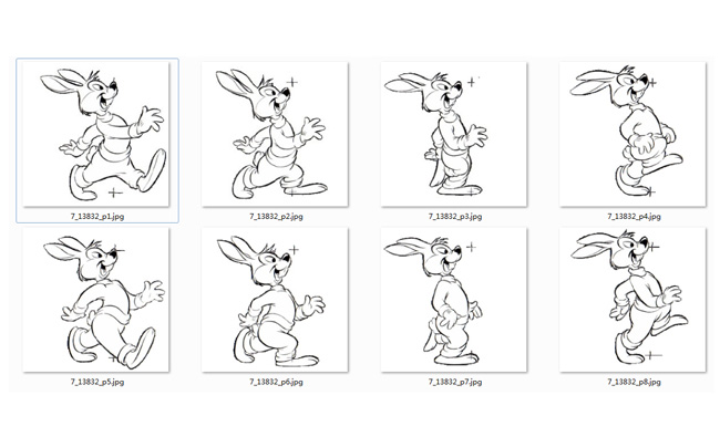 动漫卡通兔子走路动作分解图手稿学习资料