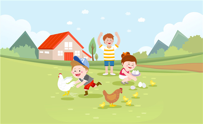农场图片连鸡蛋的卡通儿童人物