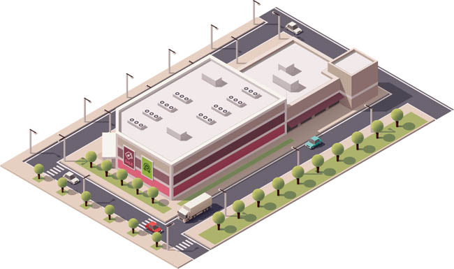 商业楼房建筑3D模型设计矢量图片矢量图素材下载