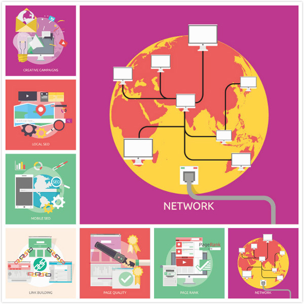 扁平化网络设计矢量图标
