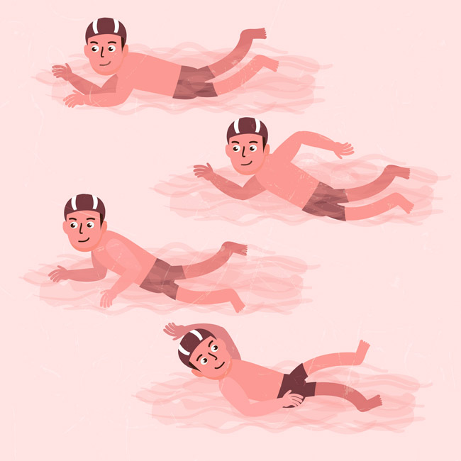 男子游泳运动各种姿势及动作设计素材下载