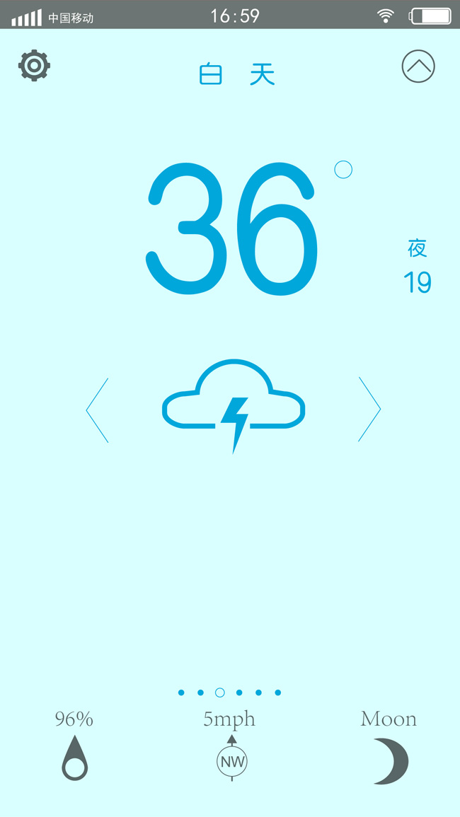 天气预报类手机界面扁平化风格设计素材