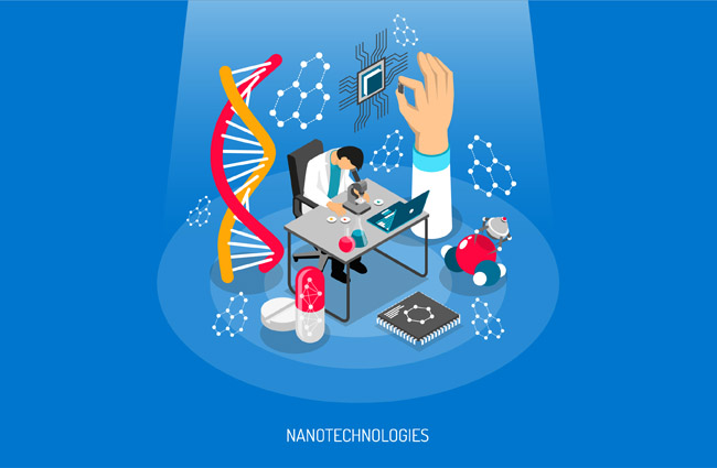 生物科研中心科学家正在工作中场景设计