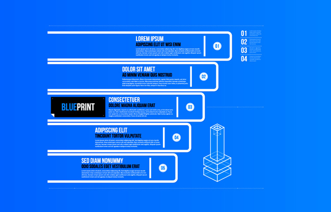 蓝色图表步骤模板