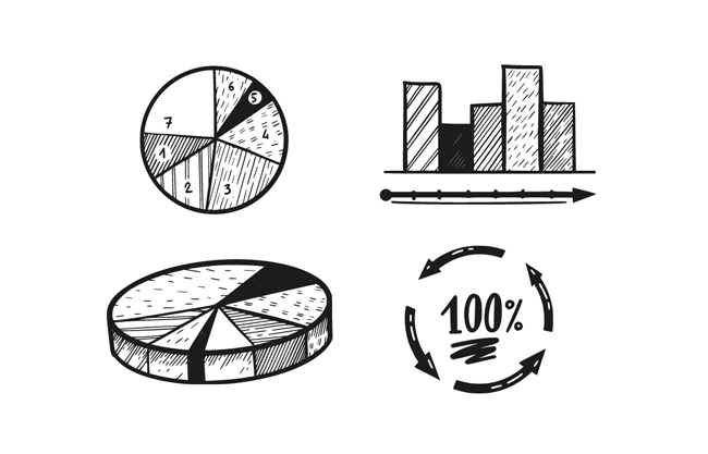 黑白风格手绘数据表背景设计素材