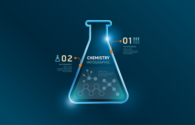 蓝色化学试管信息图表图片矢量图