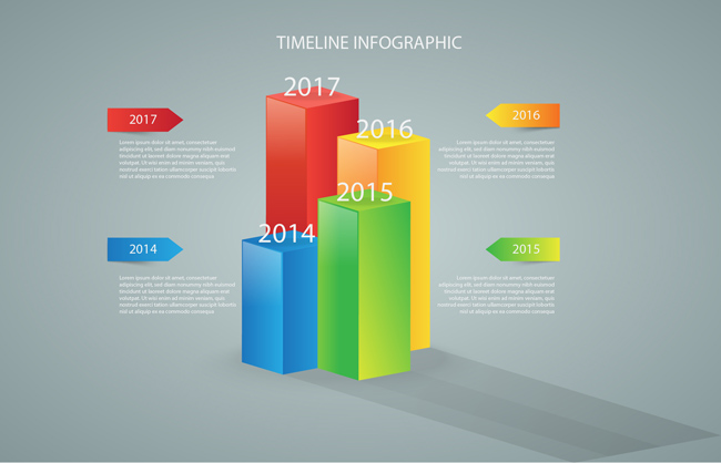 时间轴图表和丰富多彩的形式矢量图