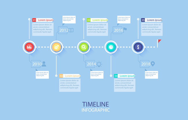 圆圈方块时间轴元素图表设计素材