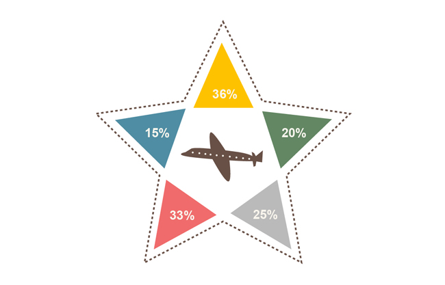 五角星飞机占比数据图表素材