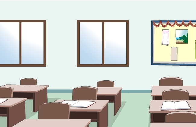 学校教室后排窗户元素正面场景素材