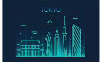 东京矢量建筑素材插画图