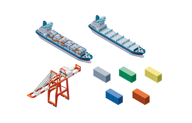货船集装箱素材设计矢量