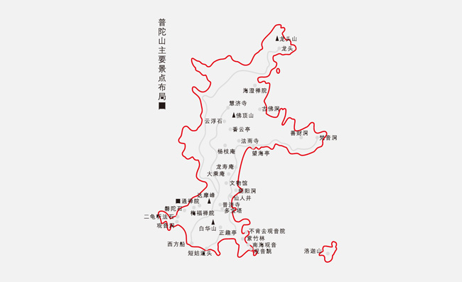 普陀山景区分布地图简易图素材