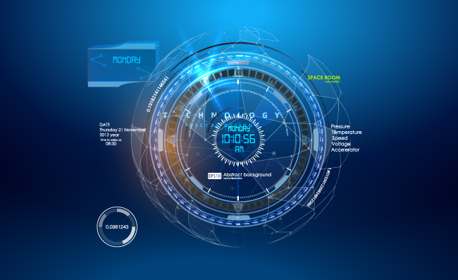 蓝色科技圆形图形图表背景矢量素材
