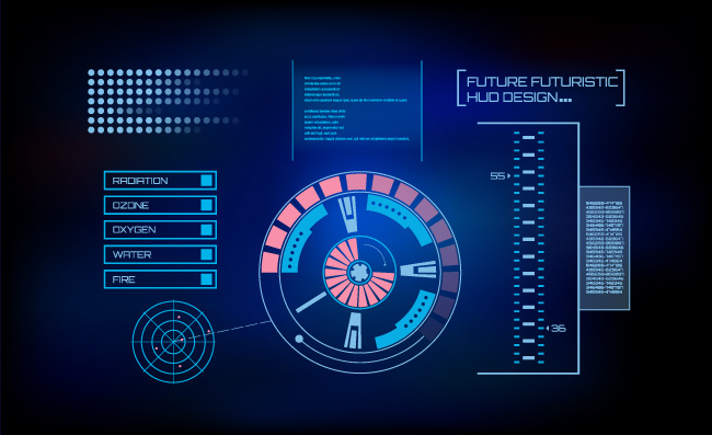 蓝色虚拟HUD界面矢量素材