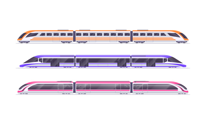 火车客运货运列车铁路运输高铁动车矢量