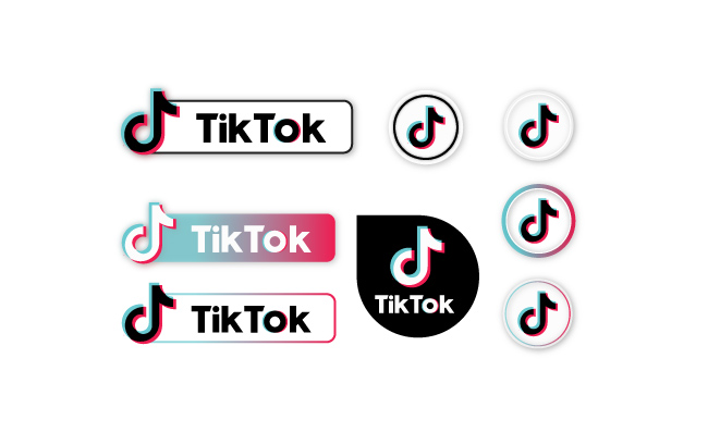 TikTok-logo和按钮矢量元素素材