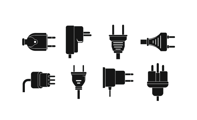 简约电插头剪影图标矢量集