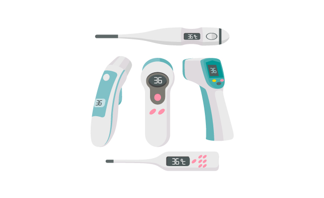 医学体温计温度计电子生病发烧手持额温枪体温计矢量