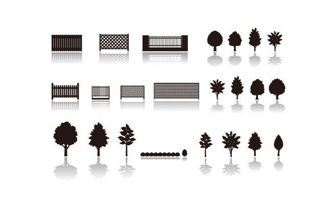 栅栏植物绿植剪影图标素材