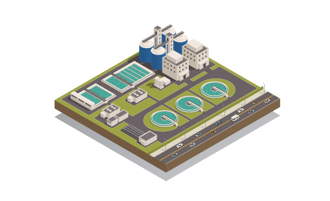 矢量地面废水净化处理厂等距过滤气罐分离器水库插图