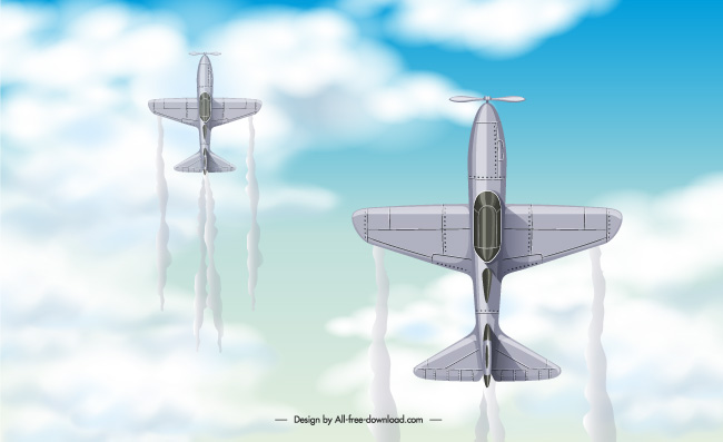 矢量卡通空军战斗机航拍飞机插图