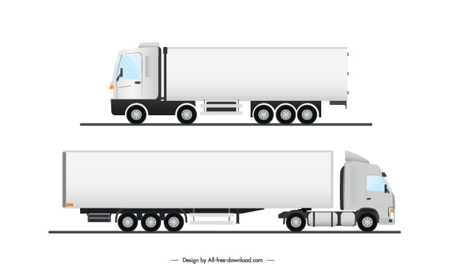 矢量图现实大卡车长途货运货车插图
