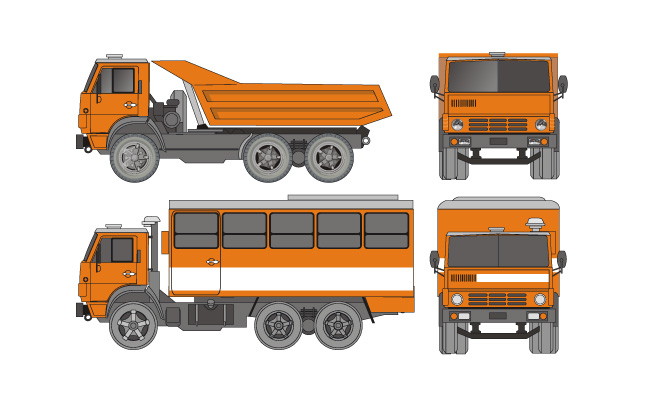 手绘卡通工程车卡车车辆矢量素材