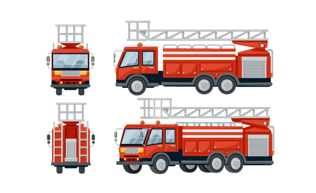 消防车矢量素材透视图