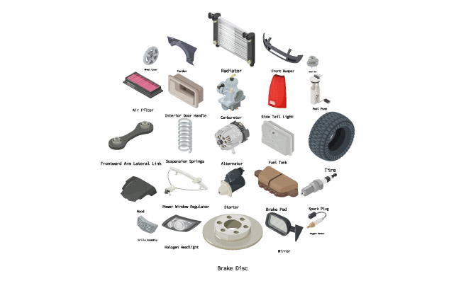 零件图标2.5d汽车零件等距素材