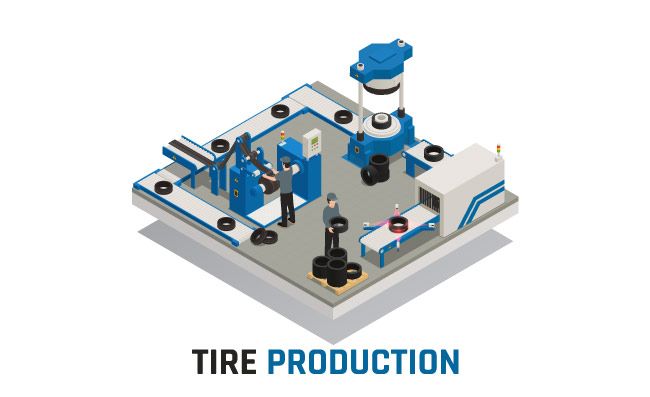 轮胎生产等距工厂工业设备制造和维护车轮矢量图
