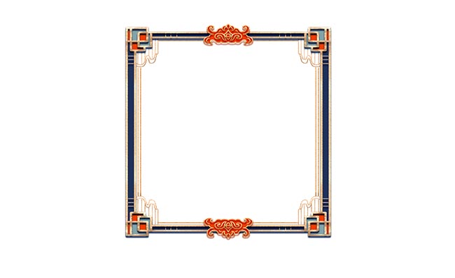 四方形边框创意国潮图案素材