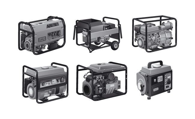 6款灰度颜色不同类型工业小型发电机的插图