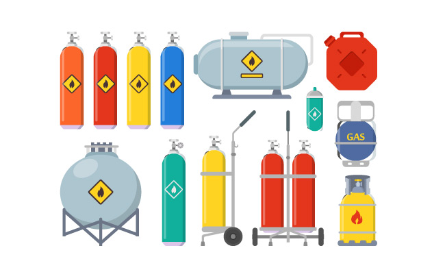 手绘矢量燃气气罐危险气体液体罐子矢量