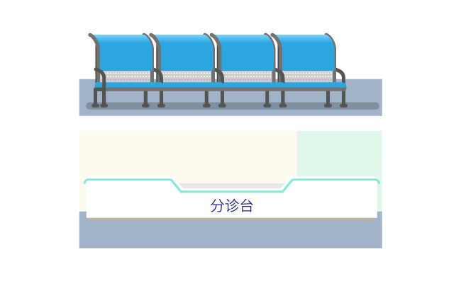 医院环境护士台等候长椅椅子扁平化素材