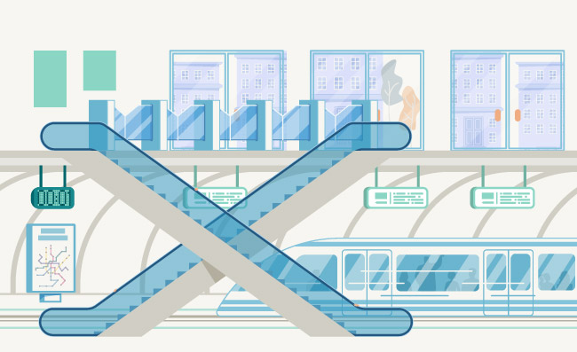 城市公共交通基础设大都会快速交通系统地铁自动扶梯和高铁铁路插图